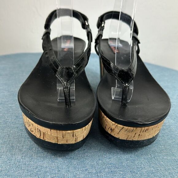 Prada Linea Rossa Patent Leather Colorblock Wedge Sandal Size 7 - Picture 3 of 11